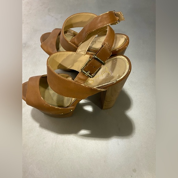 Jessica Simpson Sandals Womens 8.5 Brown Lilyx Ankle Strap High Heels Espadrille - Picture 2 of 3